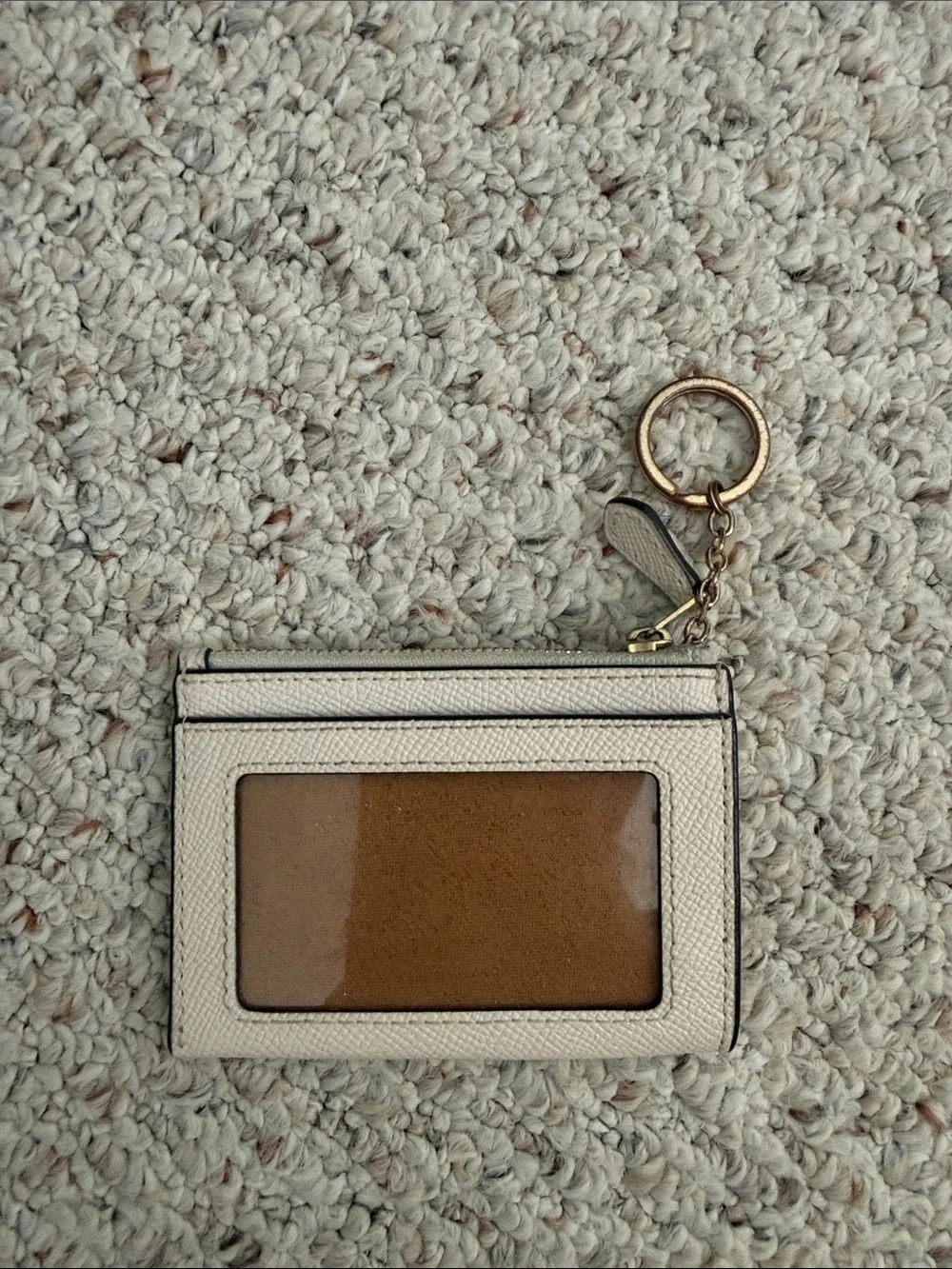 Coach Cream Leather Card Case with Gold Key Ring - Picture 4 of 6